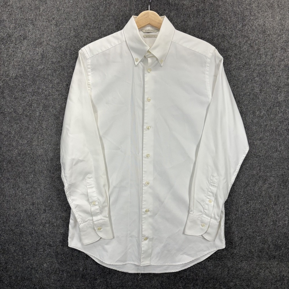 Suitsupply Egyptian Cotton Button Down Shirt Men's 15.5x39 White Work Office